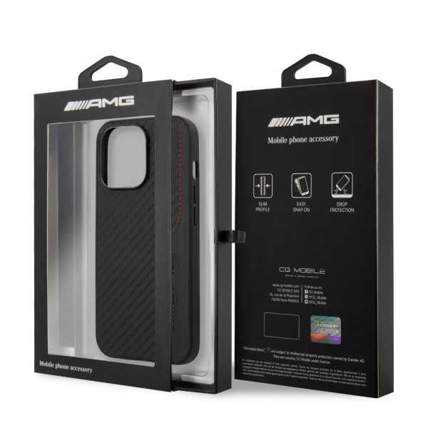 AMG iPhone 14 Pro Deksel Carbon Effect Stamped Logo Svart