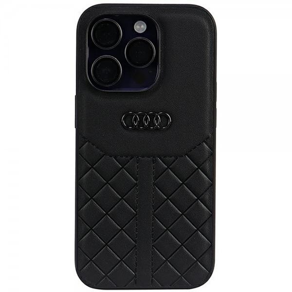 Audi iPhone 14 Pro Deksel Genuine Leather Case Svart