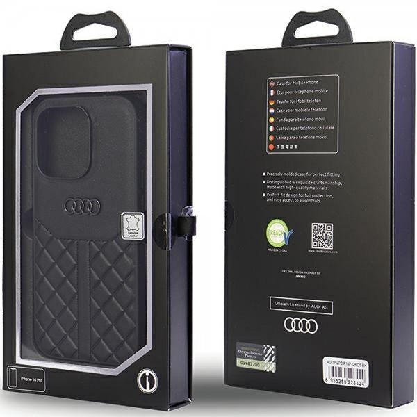 Audi iPhone 14 Pro Deksel Genuine Leather Case Svart