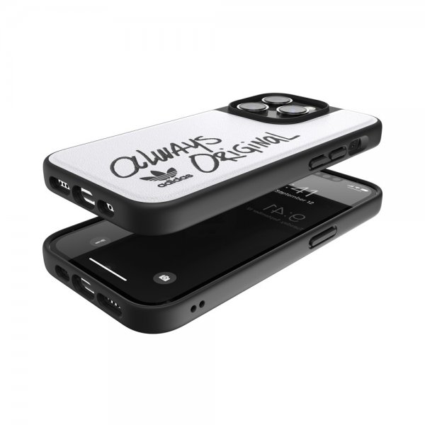 Adidas iPhone 14 Pro Deksel Inlay Embroidery Case Hvit Svart