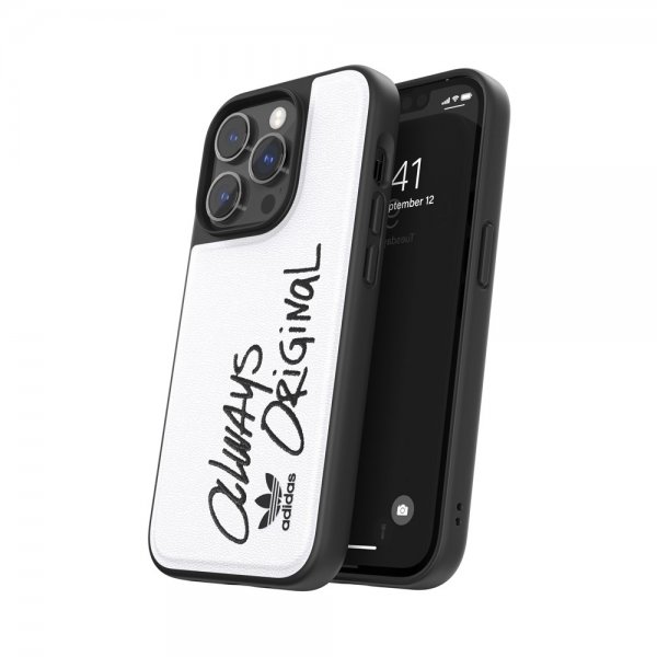 Adidas iPhone 14 Pro Deksel Inlay Embroidery Case Hvit Svart
