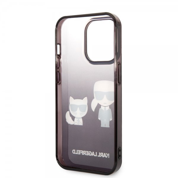 Karl Lagerfeld iPhone 14 Pro Deksel Karl & Choupette Gradient Svart