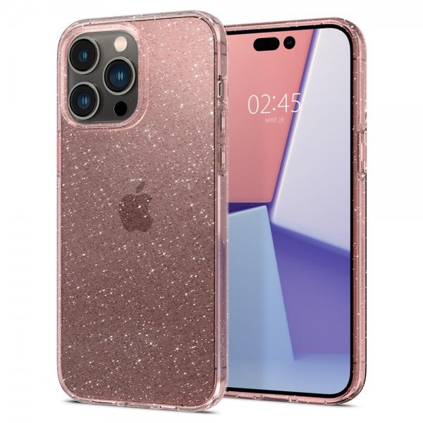 Spigen iPhone 14 Pro Deksel Liquid Crystal Glitter Rose Quartz