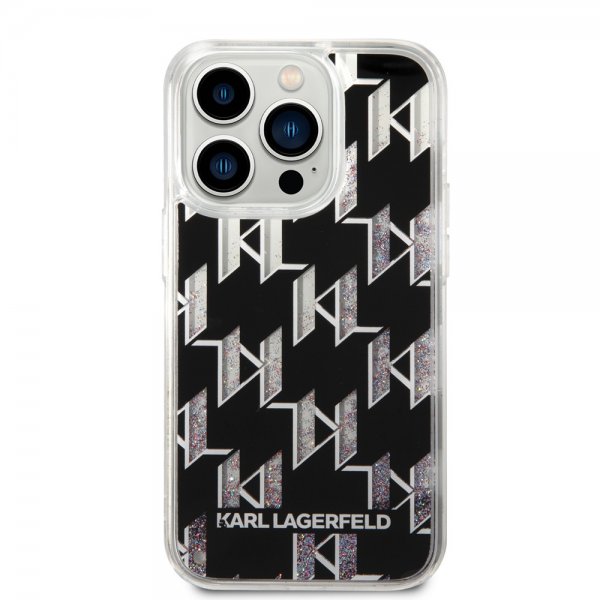 Karl Lagerfeld iPhone 14 Pro Deksel Liquid Glitter Monogram Svart