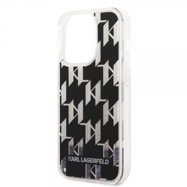 Karl Lagerfeld iPhone 14 Pro Deksel Liquid Glitter Monogram Svart