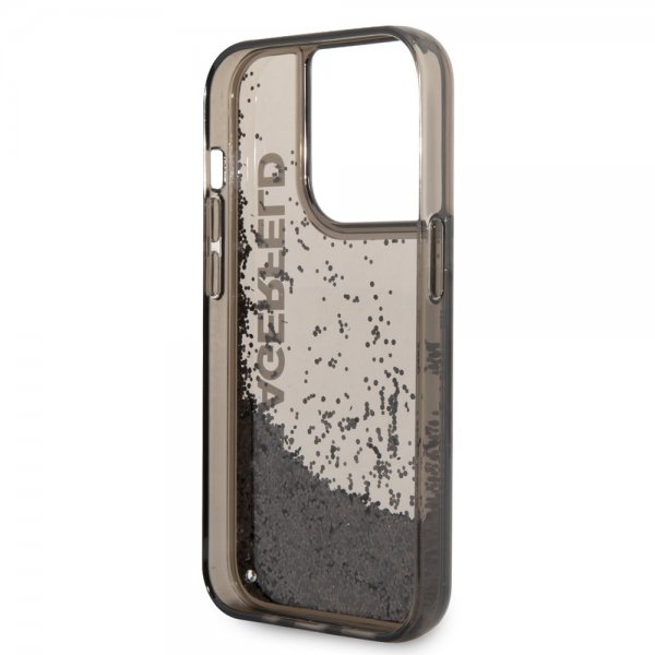 Karl Lagerfeld iPhone 14 Pro Deksel Liquid Glitter Translucent Svart