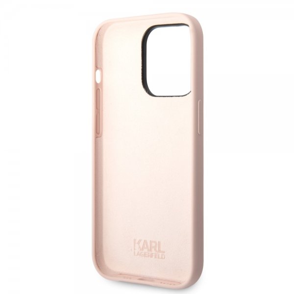 Karl Lagerfeld iPhone 14 Pro Deksel Liquid Silicone Choupette Rosa