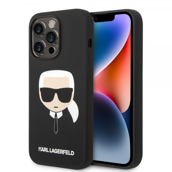 Karl Lagerfeld iPhone 14 Pro Deksel Liquid Silicone Karl MagSafe Svart