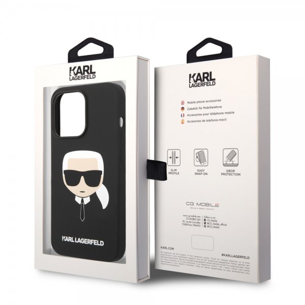 Karl Lagerfeld iPhone 14 Pro Deksel Liquid Silicone Karl MagSafe Svart