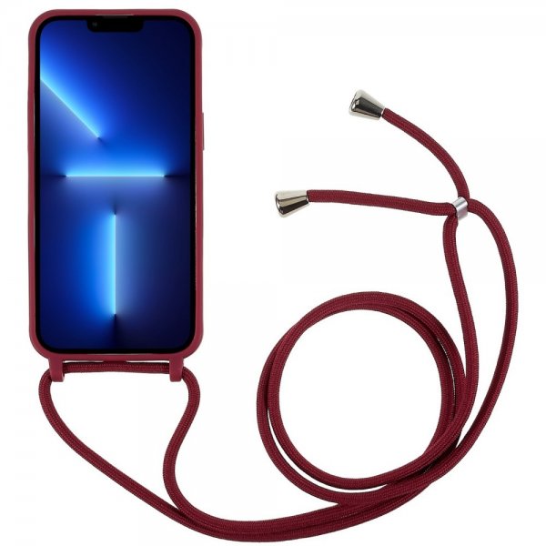 iPhone 14 Pro Deksel med Stropp Rød