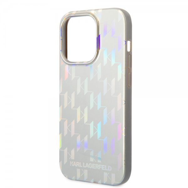 Karl Lagerfeld iPhone 14 Pro Deksel Monogram Iridescent Sølv