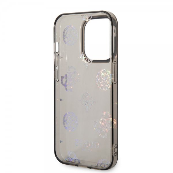 Guess iPhone 14 Pro Deksel Peony Glitter Svart