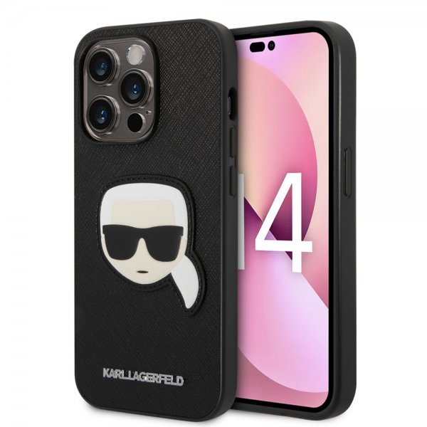Karl Lagerfeld iPhone 14 Pro Deksel Saffiano Karl Svart