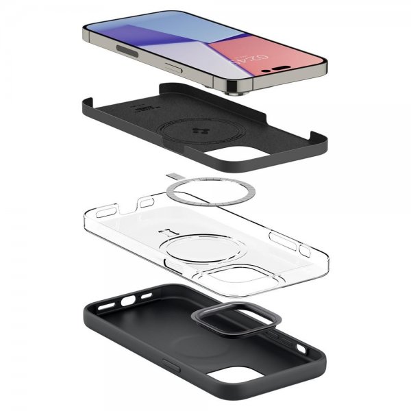 Spigen iPhone 14 Pro Deksel Silicone Fit MagFit Svart