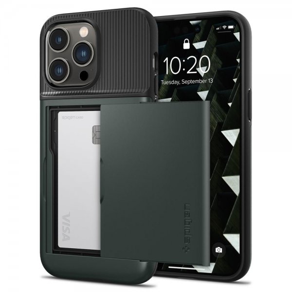 Spigen iPhone 14 Pro Deksel Slim Armor CS Abyss Green