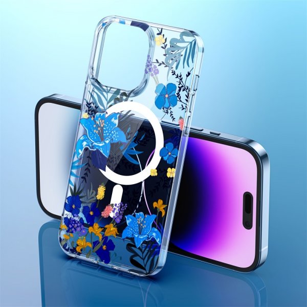 iPhone 14 Pro Deksel Spring Series MagSafe Lilla Blomster