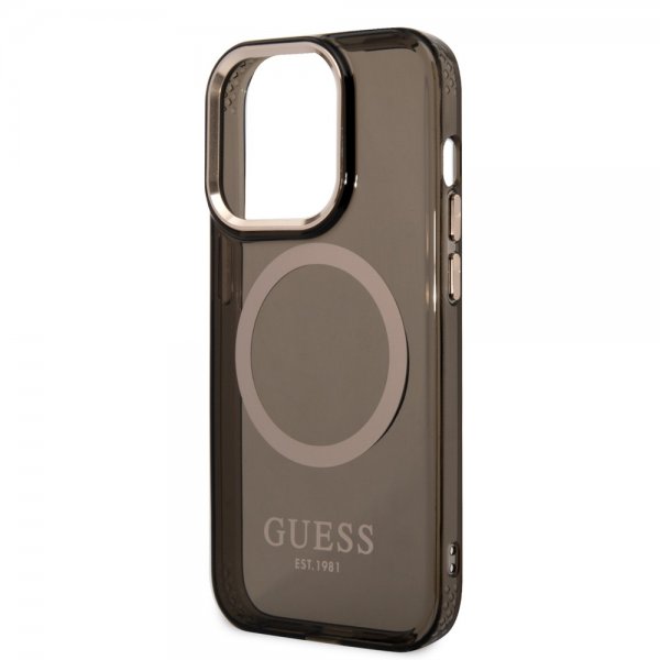 Guess iPhone 14 Pro Deksel Translucent MagSafe Svart
