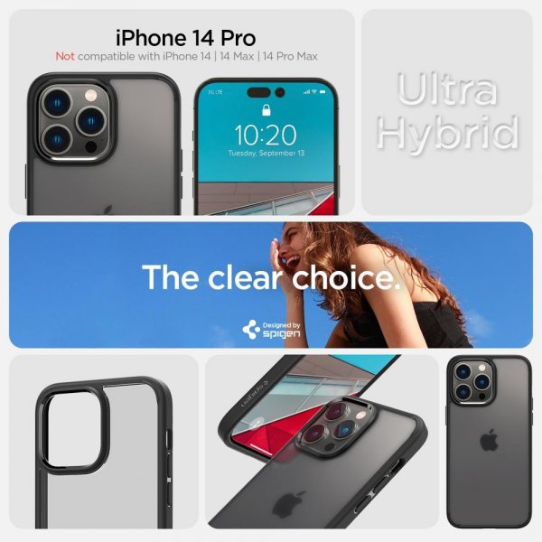 Spigen iPhone 14 Pro Deksel Ultra Hybrid Frost Black