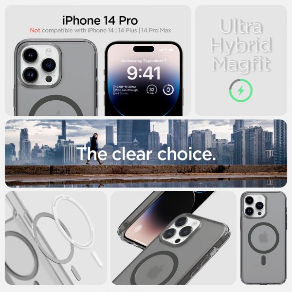 Spigen iPhone 14 Pro Deksel Ultra Hybrid MagFit Frost Black