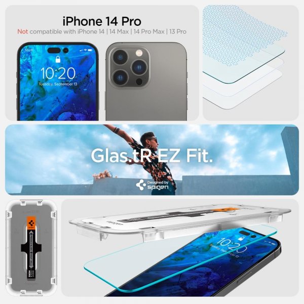 Spigen iPhone 14 Pro Skjermbeskytter GLAS.tR EZ Fit 2-pakning