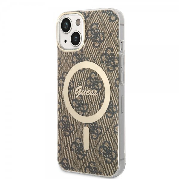 Guess iPhone 14 Deksel 4G Pattern MagSafe Brun