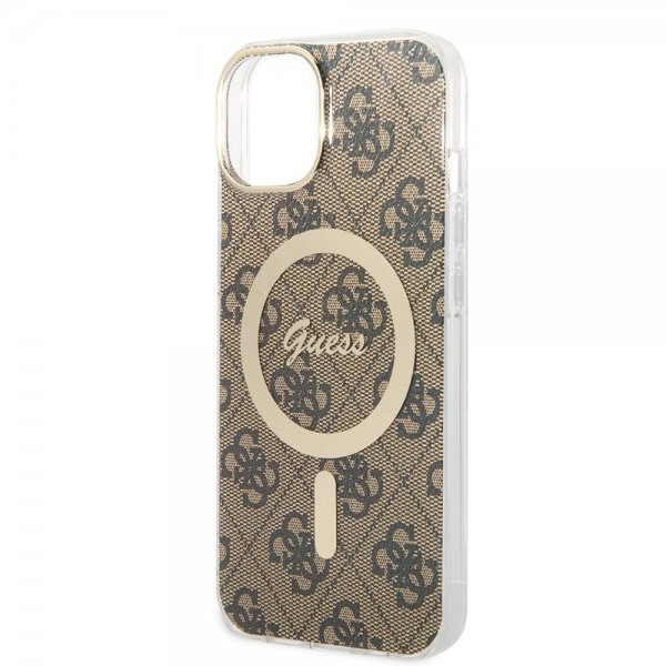 Guess iPhone 14 Deksel 4G Pattern MagSafe Brun