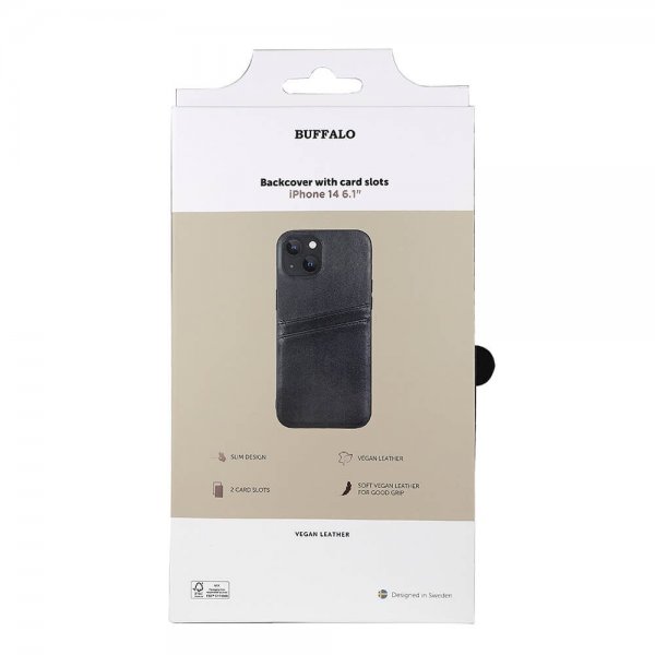 Buffalo iPhone 13/14 Deksel Backcover with Card Slots Svart