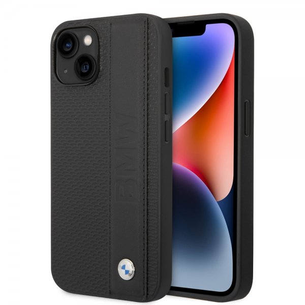 BMW iPhone 14 Deksel Big Logo Stripe Svart