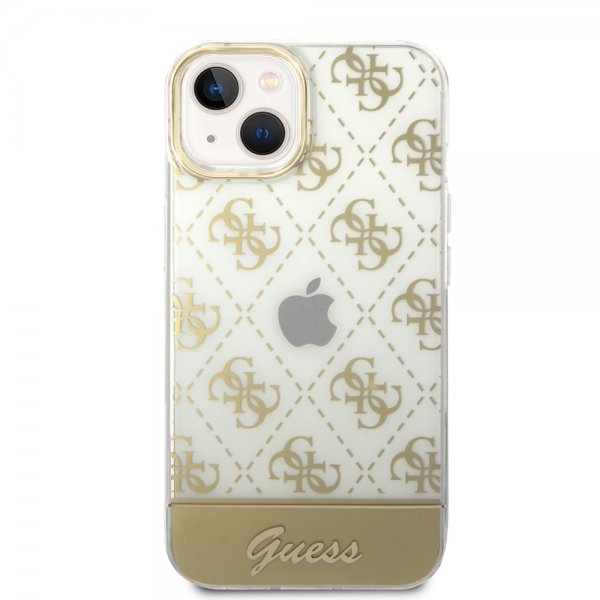 Guess iPhone 14 Deksel Bottom Stripe Script Logo Gull