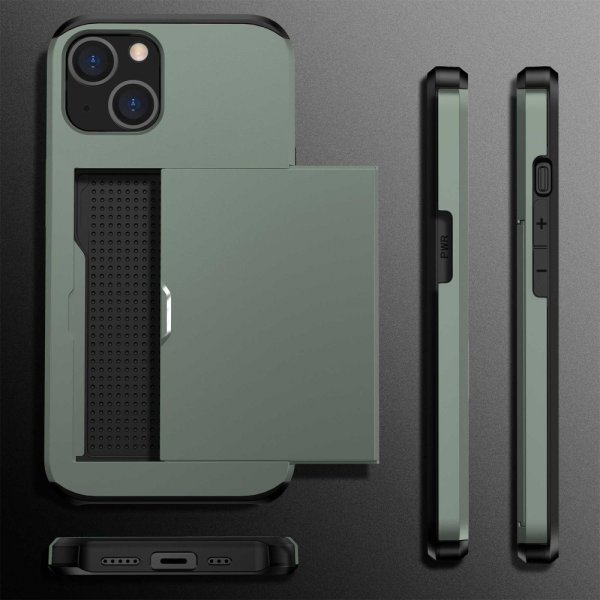 iPhone 14 Deksel Card Slide Grønn