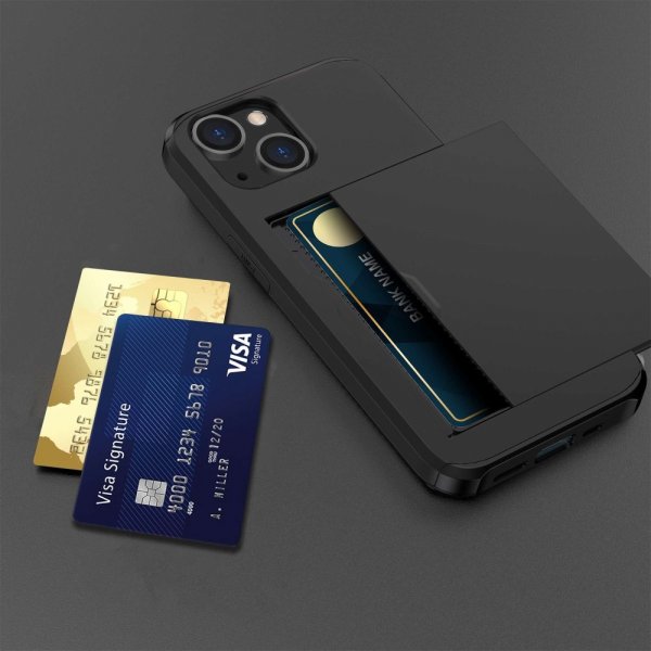 iPhone 14 Deksel Card Slide Svart