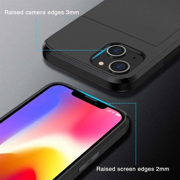 iPhone 14 Deksel Card Slide Svart