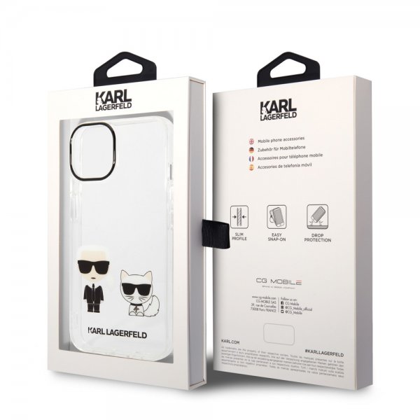 Karl Lagerfeld iPhone 14 Deksel Karl & Choupette Gradient Vit