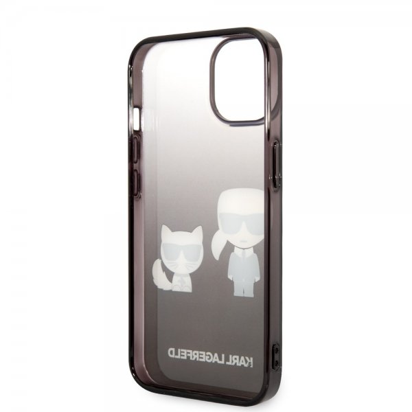 Karl Lagerfeld iPhone 14 Deksel Karl & Choupette Gradient Svart