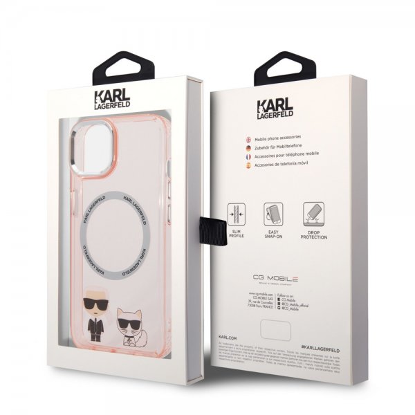 Karl Lagerfeld iPhone 14 Deksel Karl & Choupette MagSafe Rosa