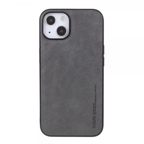 X-Level iPhone 14 Deksel Skinntekstur Grå