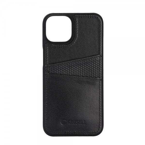 Krusell iPhone 14 Deksel Leather CardCover Svart
