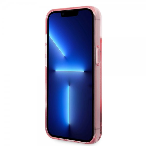 Karl Lagerfeld iPhone 14 Deksel Liquid Glitter Big Logo Rosa