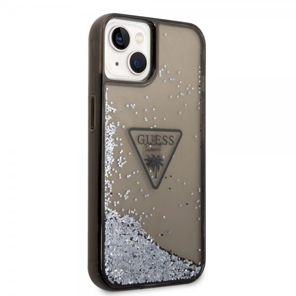 Guess iPhone 14 Deksel Liquid Glitter Translucent Svart
