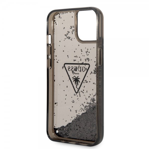 Guess iPhone 14 Deksel Liquid Glitter Translucent Svart