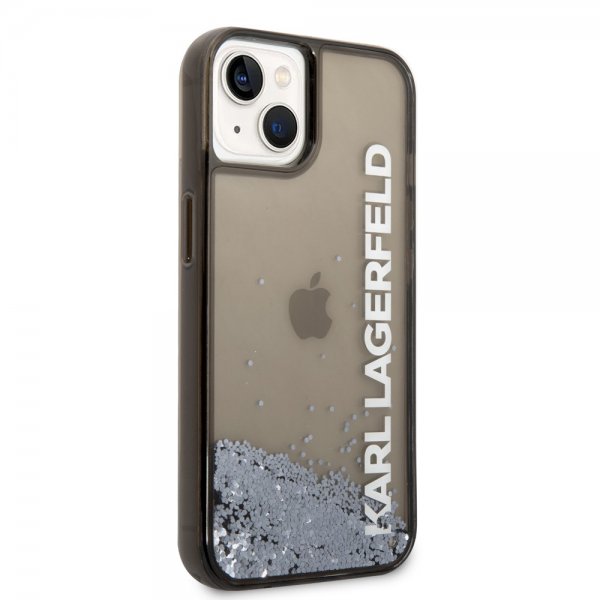 Karl Lagerfeld iPhone 14 Deksel Liquid Glitter Translucent Svart