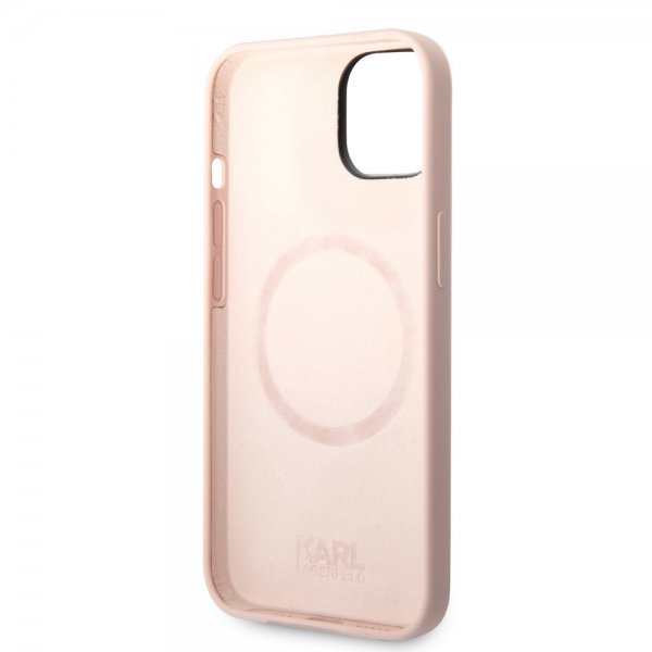 Karl Lagerfeld iPhone 14 Deksel Liquid Silicone Karl & Choupette Rosa
