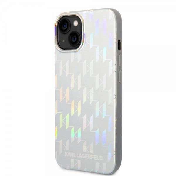 Karl Lagerfeld iPhone 14 Deksel Monogram Iridescent Sølv
