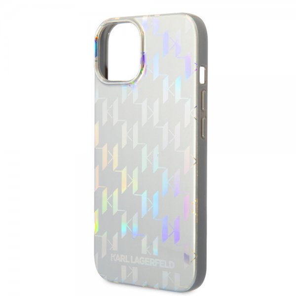 Karl Lagerfeld iPhone 14 Deksel Monogram Iridescent Sølv