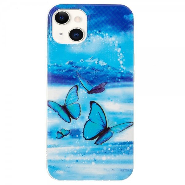 iPhone 14 Deksel Motiv Blåa Sommerfugler