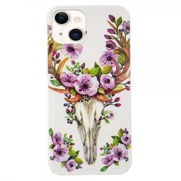 iPhone 14 Deksel Motiv Blomster Og Hjort