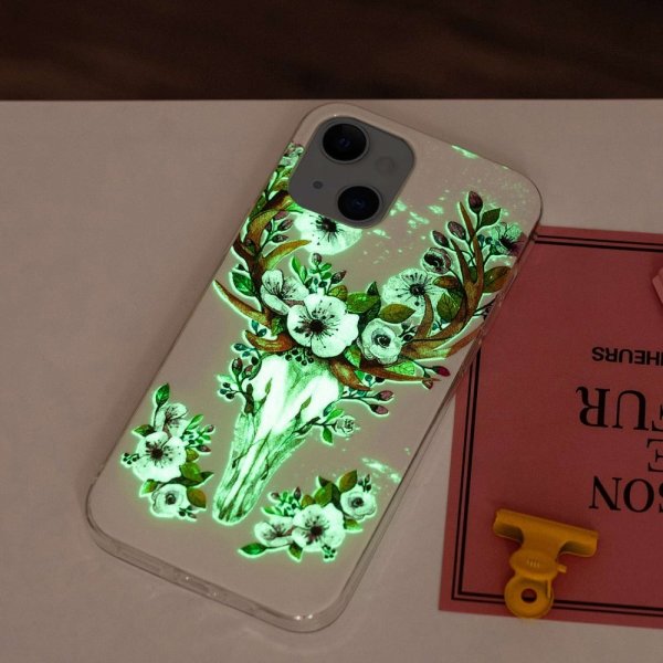 iPhone 14 Deksel Motiv Blomster Og Hjort