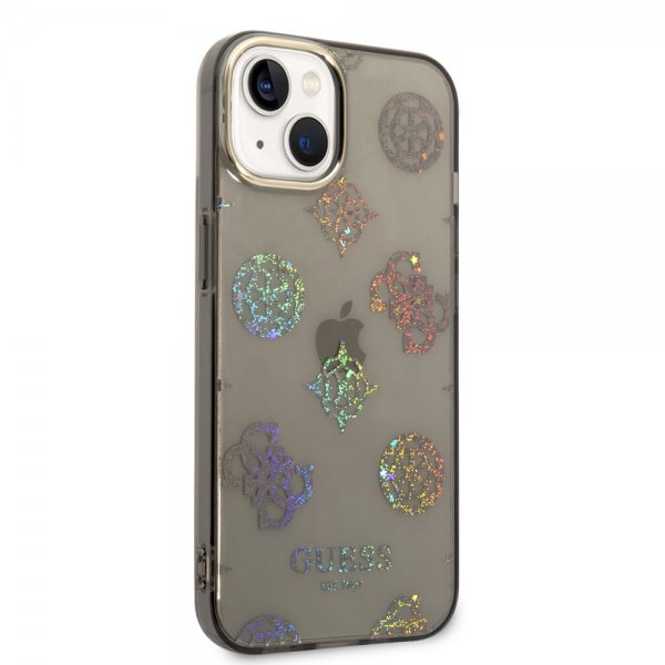 Guess iPhone 14 Deksel Peony Glitter Svart