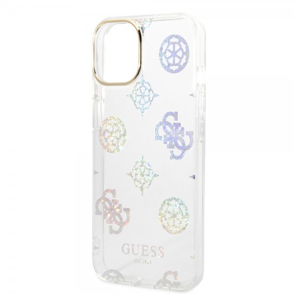 Guess iPhone 14 Deksel Peony Glitter Hvit