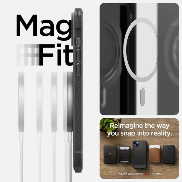 Spigen iPhone 14 Deksel Rugged Armor MagFit Matte Black